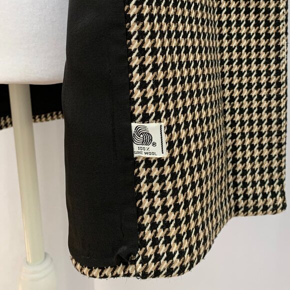 Vtg 80s Houndstooth Double Breast Wool Blazer Jacket Made in USA - Picture 13 of 16